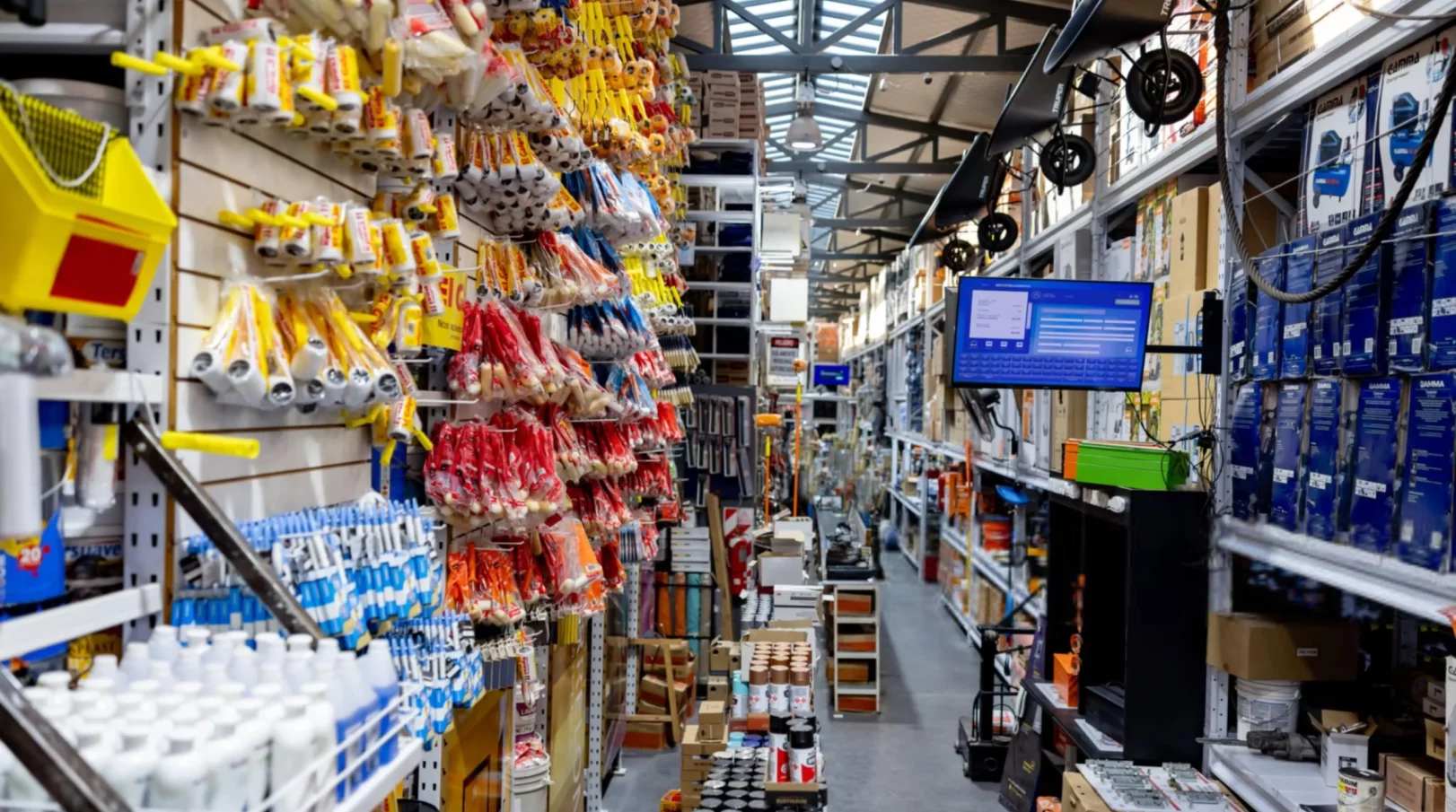 Aisle with merchandise at a hardware store-min